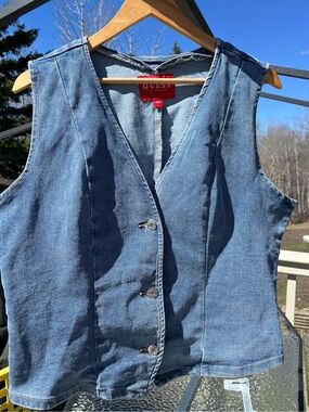 GUESS Light Blue Denim Button-Front Vest